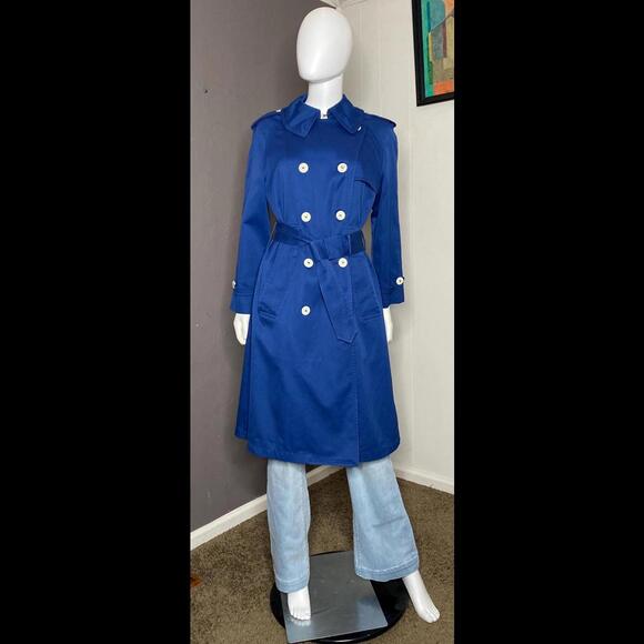 1960's-70's True Blue Trench Coat by Misty Harbor Ltd. size 14 reg